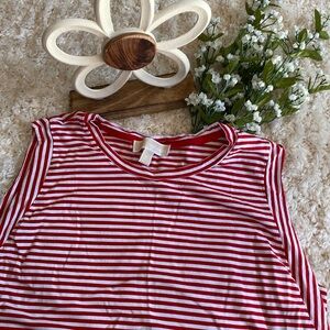Michael Kors Red & White Striped T-shirt Size XL